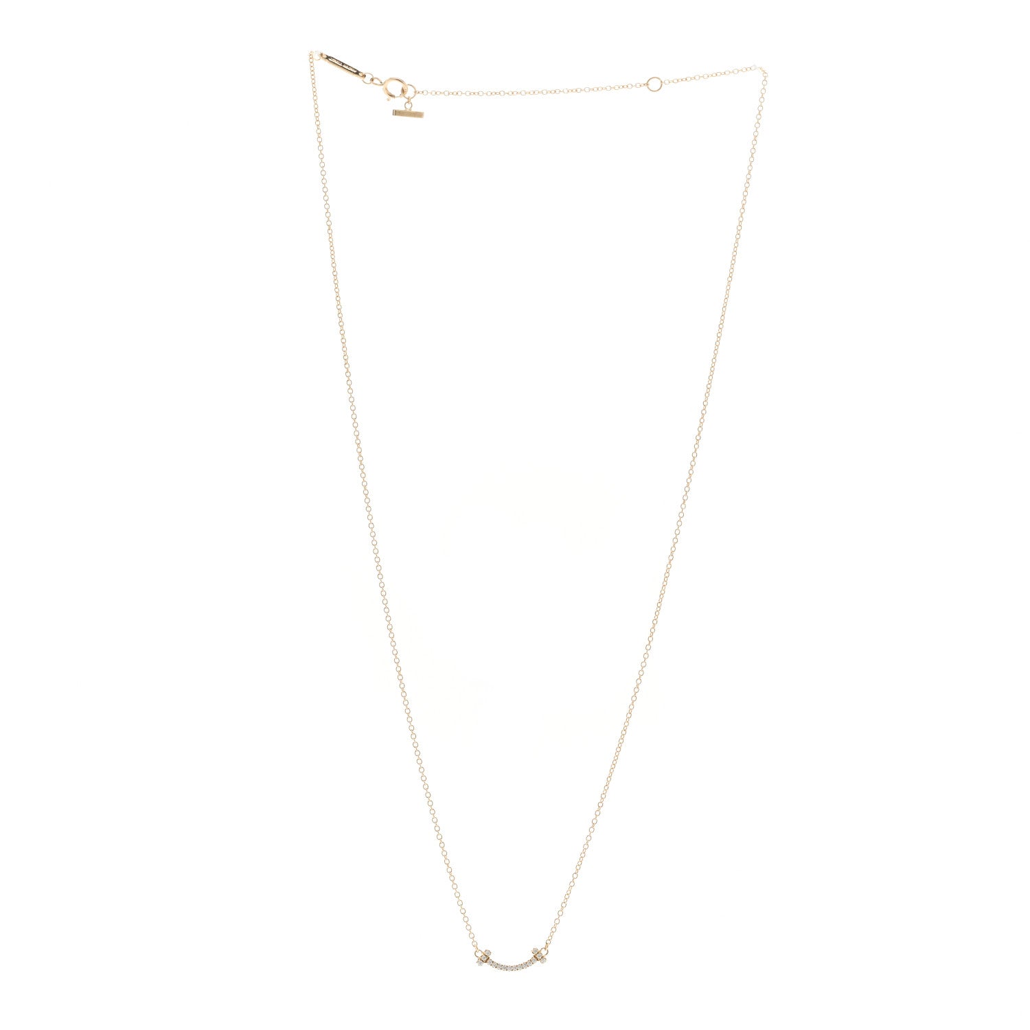 Tiffany 18K Yellow Gold Diamond Mini T Smile Pendant Necklace 3 of 6