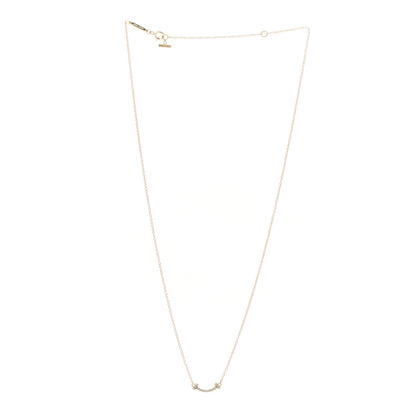 Tiffany 18K Yellow Gold Diamond Mini T Smile Pendant Necklace 3 of 6