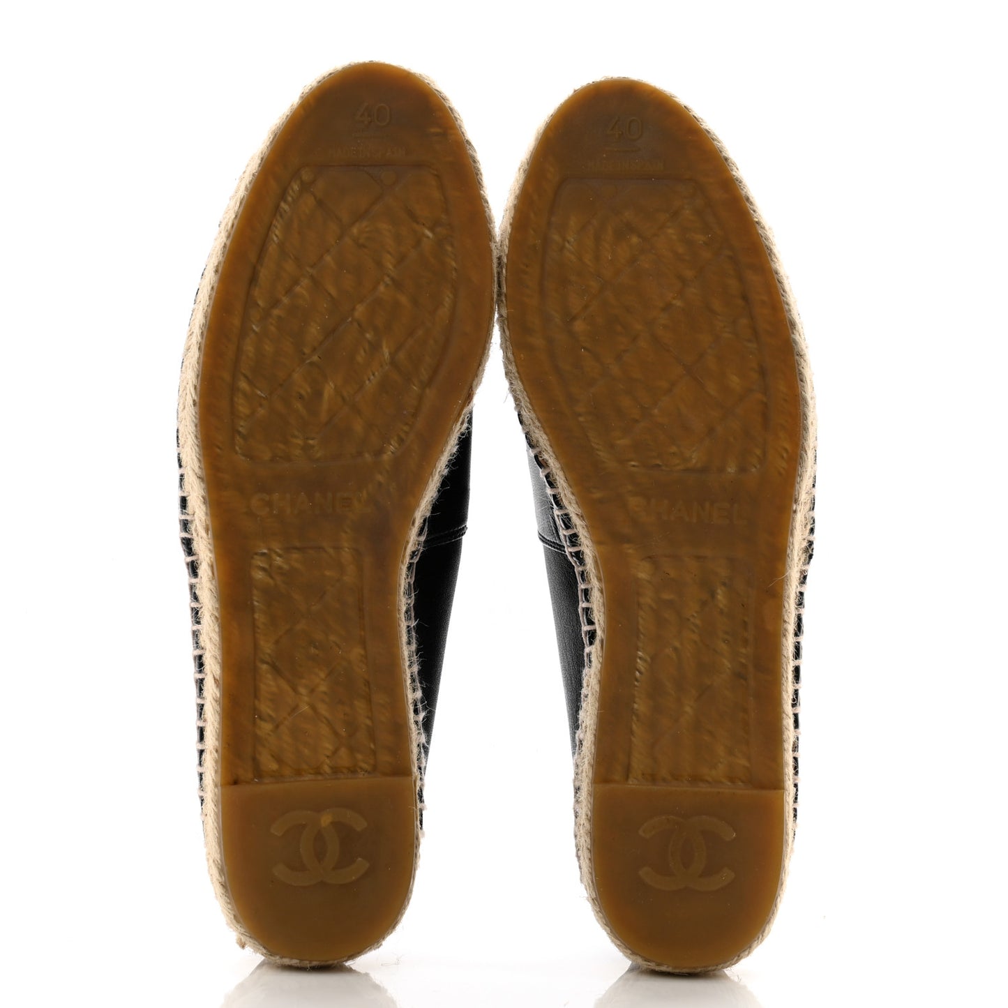 Lambskin Camellia CC Stud Espadrilles 40 Black
