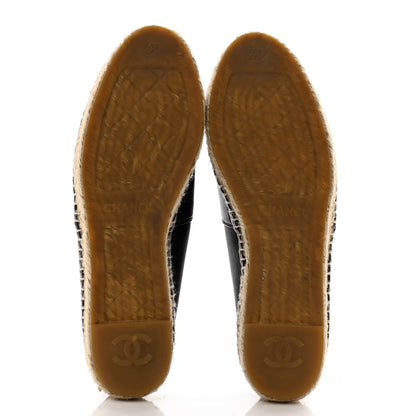 Chanel Lambskin Camellia CC Stud Espadrilles 40 Black 5 of 11