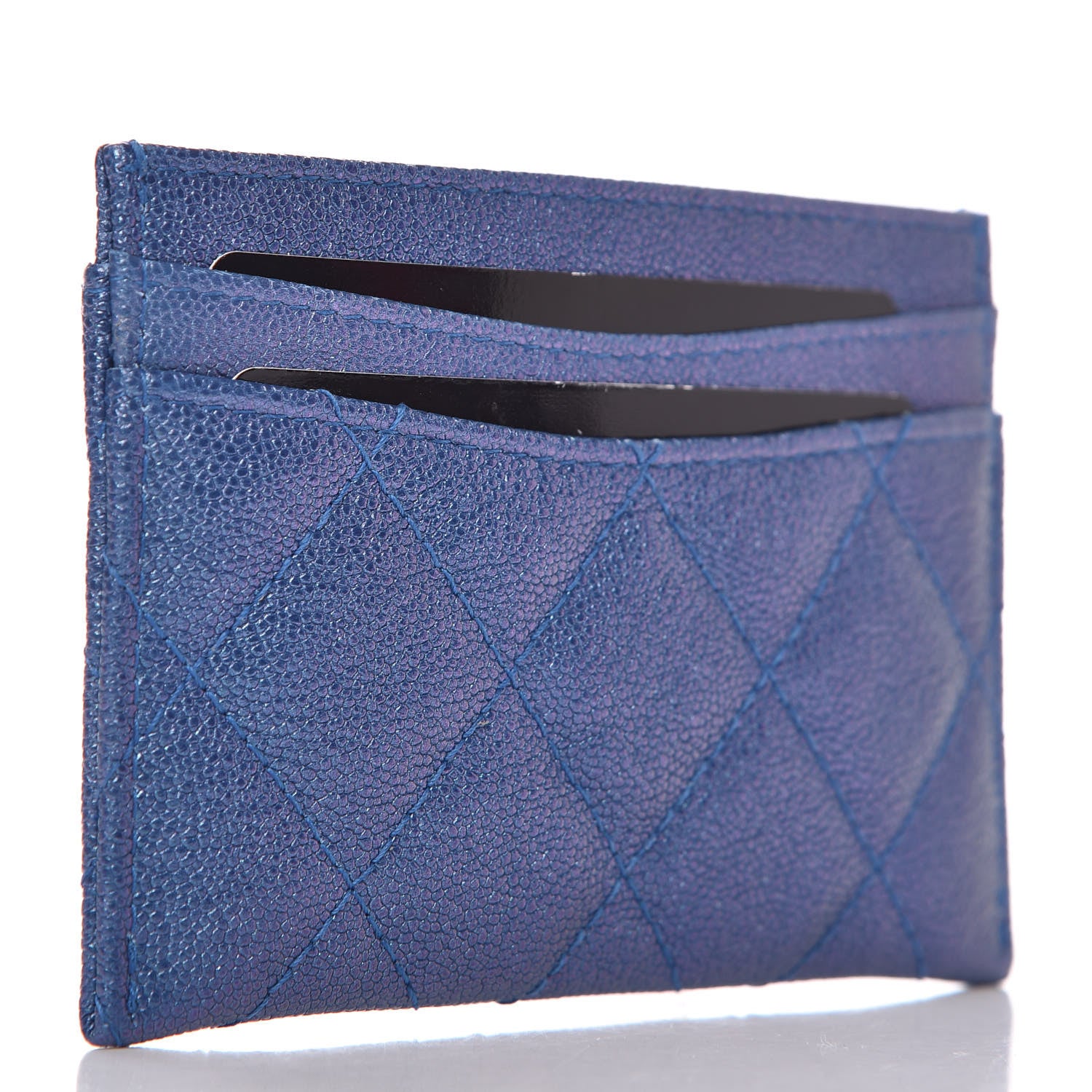 Chanel Iridescent Caviar Quilted Card Holder Blue Fonce 3 of 8