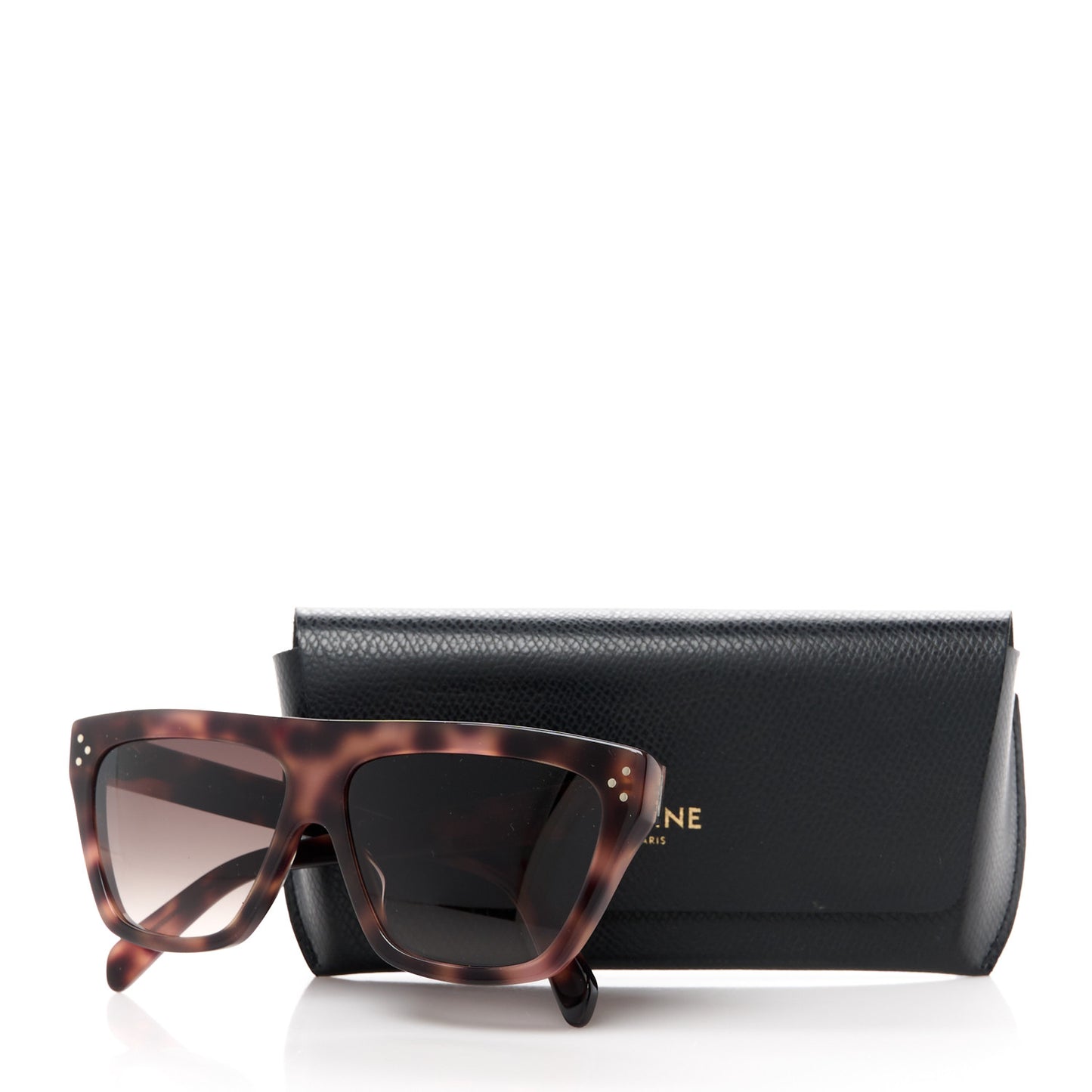 Acetate Flat Top Bold 3 Dots Sunglasses CL40256I Dark Havana