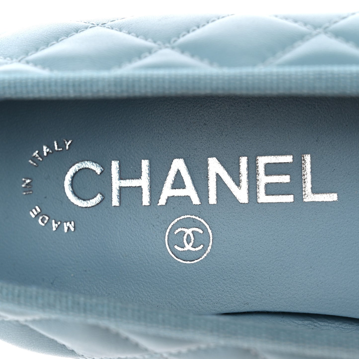 Lambskin Quilted CC Cap Toe Ballerina Flats 38.5 Blue