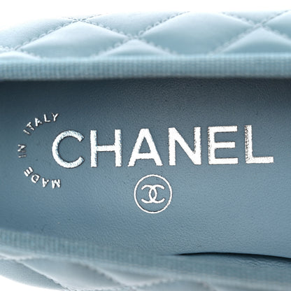 Chanel Lambskin Quilted CC Cap Toe Ballerina Flats 38.5 Blue 7 of 12