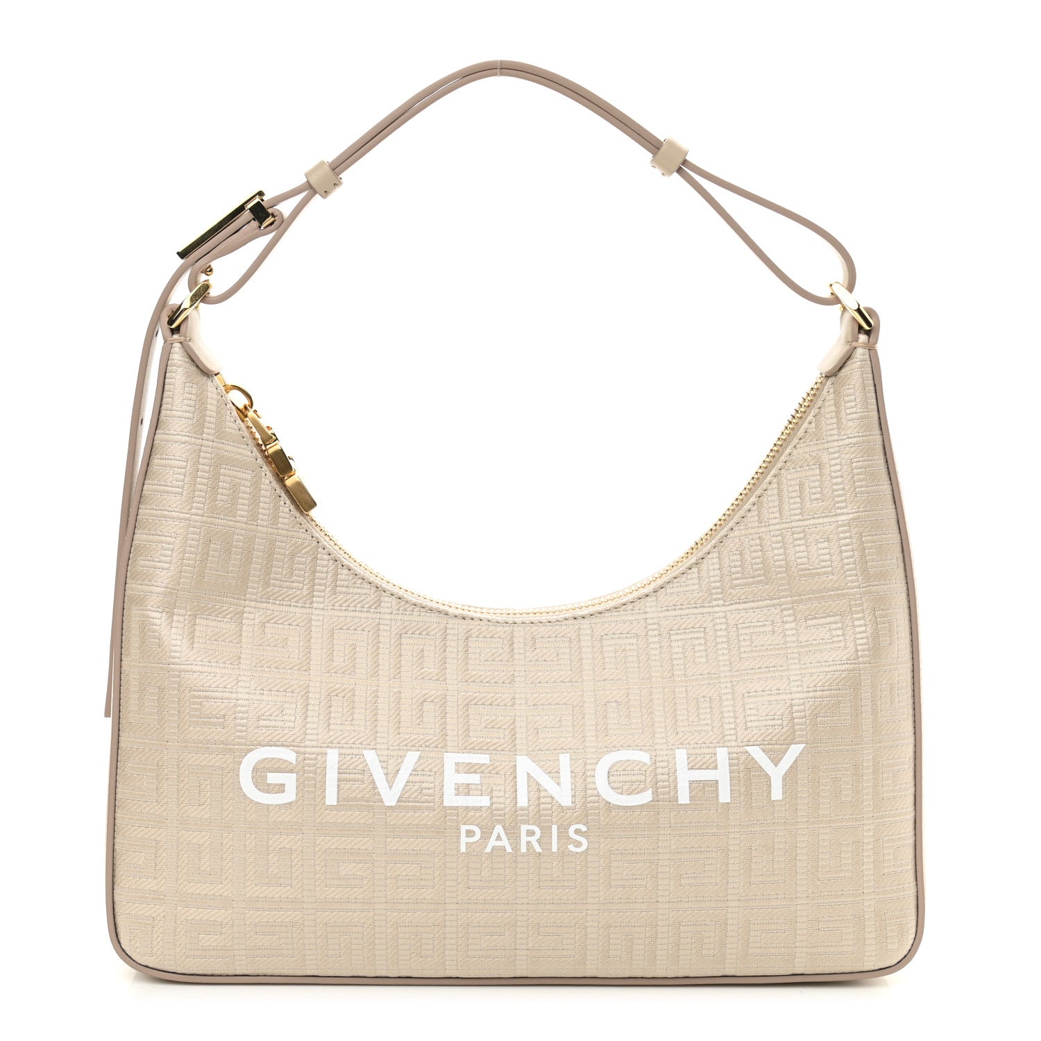 Givenchy Coated Canvas Logo 4G Embossed Small Moon Cut Out Shoulder Bag Natural Beige 1 of 10