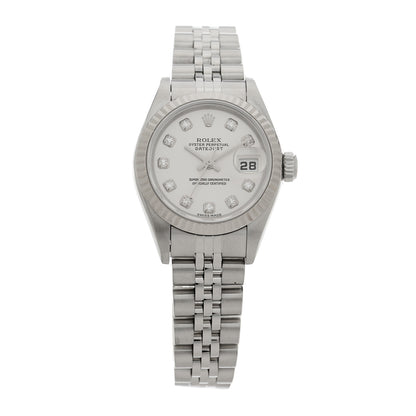 Rolex Stainless Steel 18K White Gold Diamond 26mm Oyster Perpetual Datejust Watch Silver 79174 1 of 5