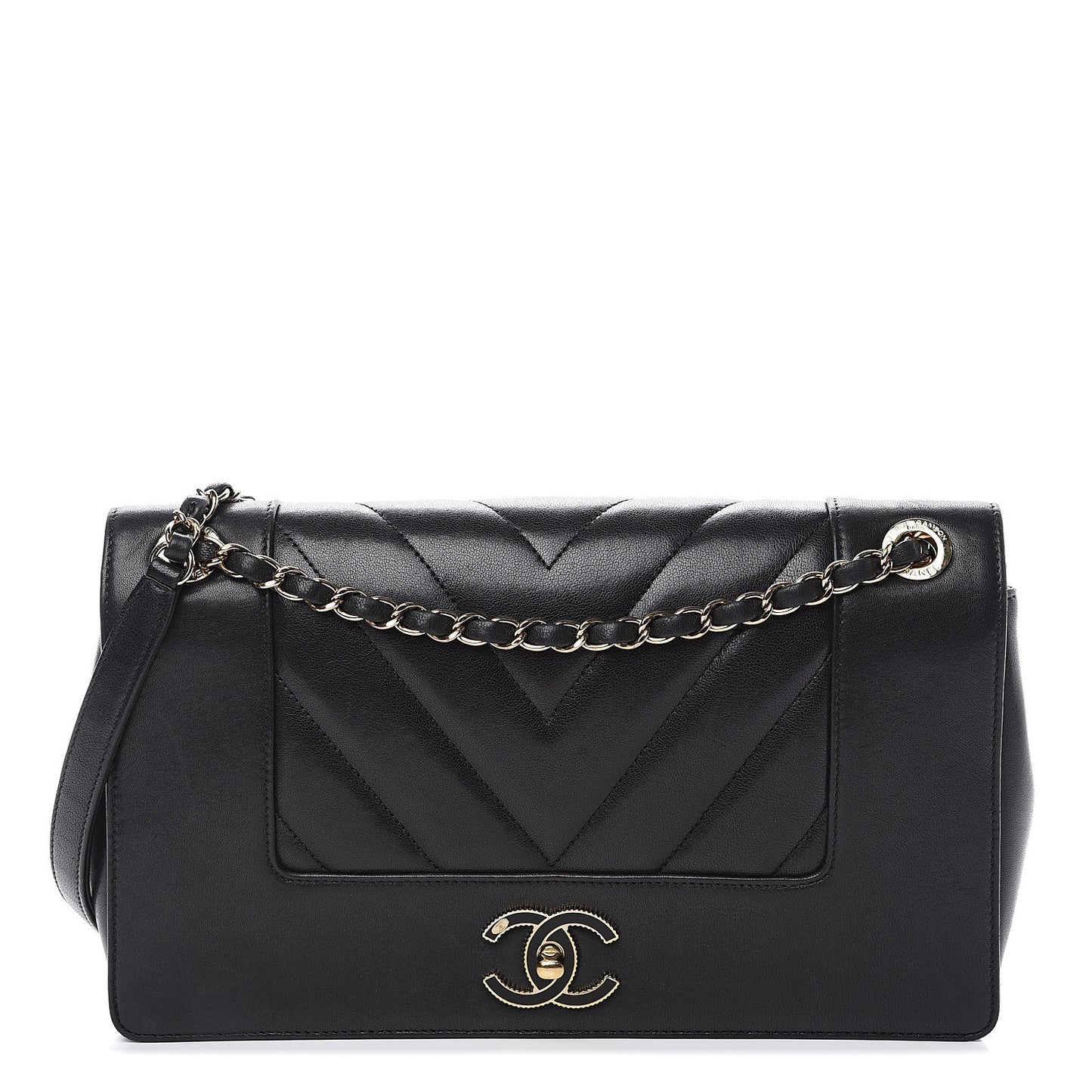 Sheepskin Chevron Quilted Vintage Mademoiselle Flap Black