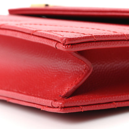 Saint Laurent Grain De Poudre Matelasse Chevron Monogram Envelope Chain Wallet  New Red 11 of 12