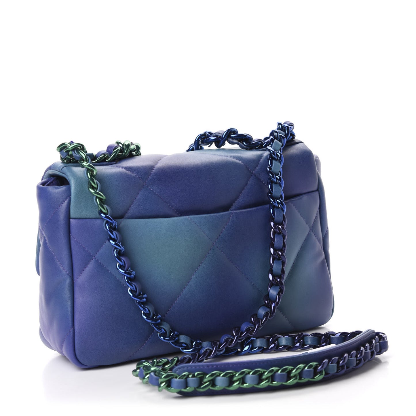 Tie Dye Calfskin Quilted Medium Chanel 19 Flap Blue Purple