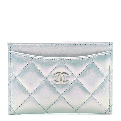 Chanel Iridescent Calfskin Quilted Card Holder Light Blue 1 of 8