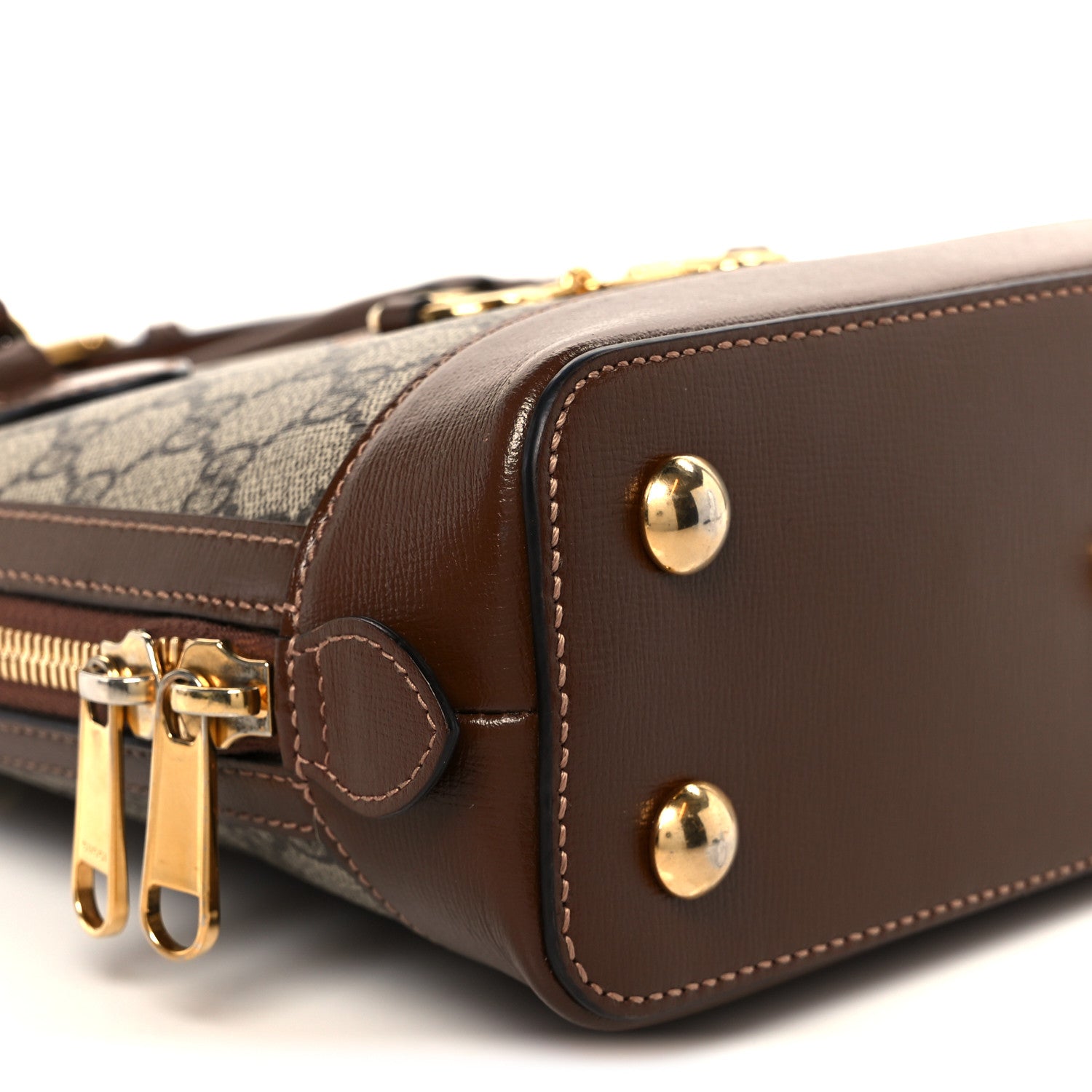 Gucci GG Supreme Monogram Azalea Calfskin Small Horsebit 1955 Top Handle Bag Beige Ebony Brown Sugar 10 of 11