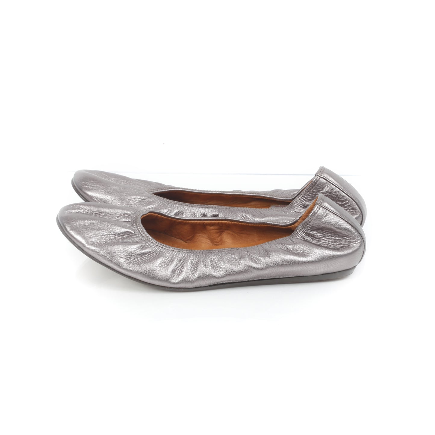 Leather Elastic Ballet Flats 39.5 Anthracite