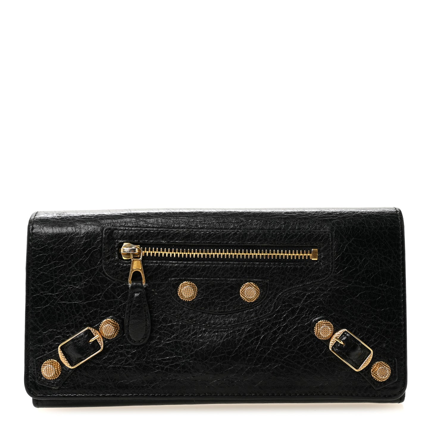 Agneau Giant 12 Gold Hardware Money Wallet Black