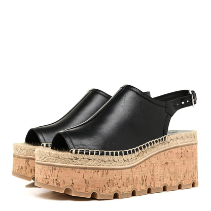 Hermes Goatskin Envie 30 Espadrille Wedge Sandals 36 Black 3 of 15