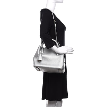 Christian Dior Metallic Supple Grained Calfskin Medium Open Bar Tote Silver 2 of 11