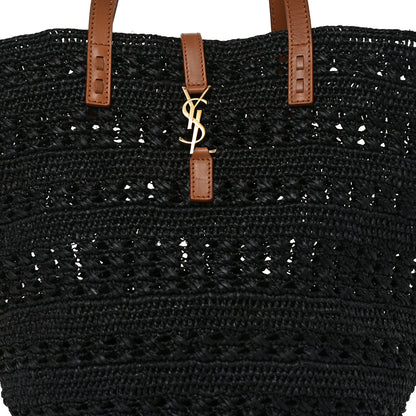 Saint Laurent Raffia Calfskin Medium Panier Tote Black 8 of 11