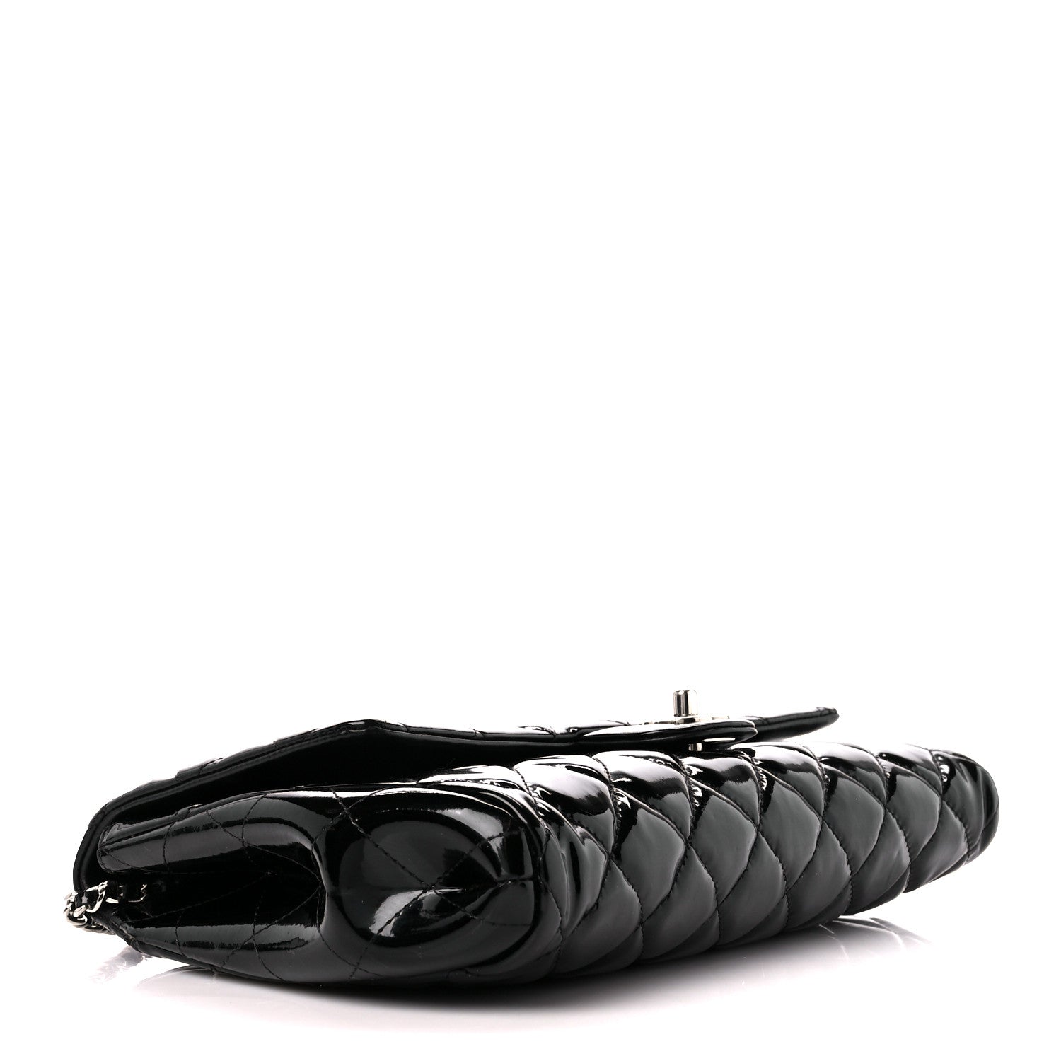 Chanel Patent Quilted Clutch with Chain Flap Black 4 of 11