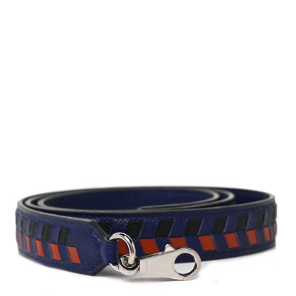 Hermes Epsom 25mm Tressage Shoulder Strap Bleu Indigo Noir Terre Battue 1 of 4