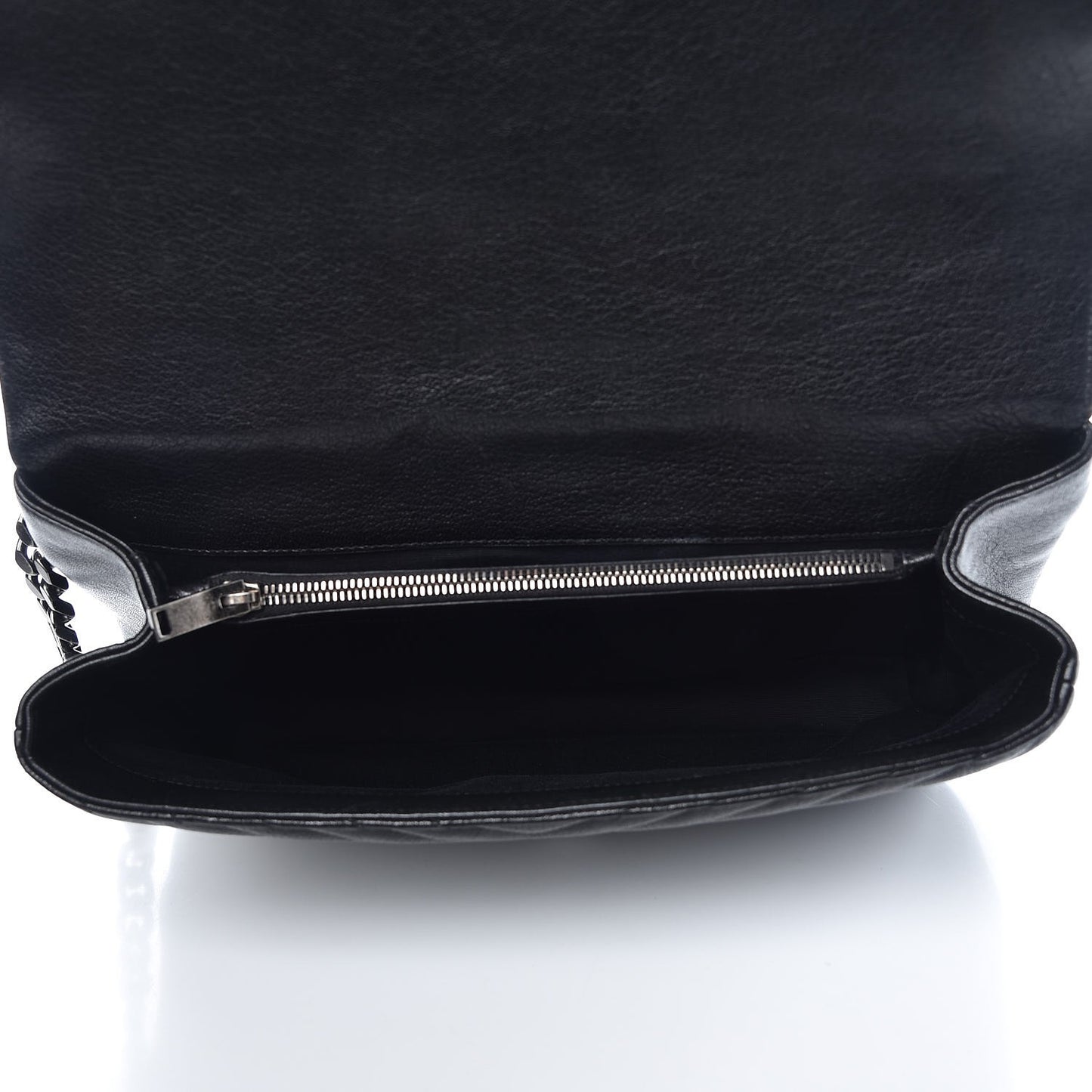 Sheepskin Matelasse Chevron Monogram Large College Satchel Black