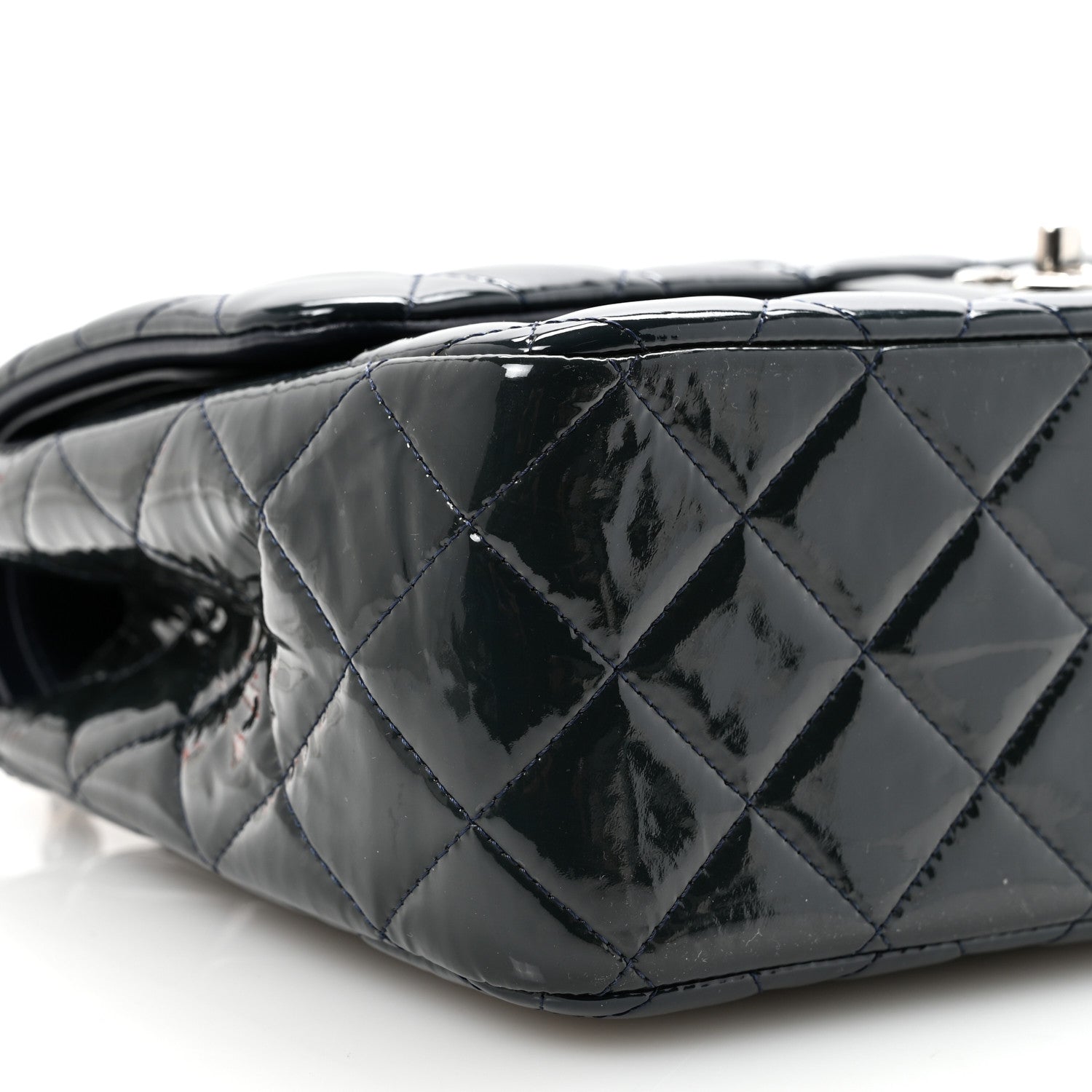 Chanel Patent Quilted Jumbo Double Flap Navy 9 of 11