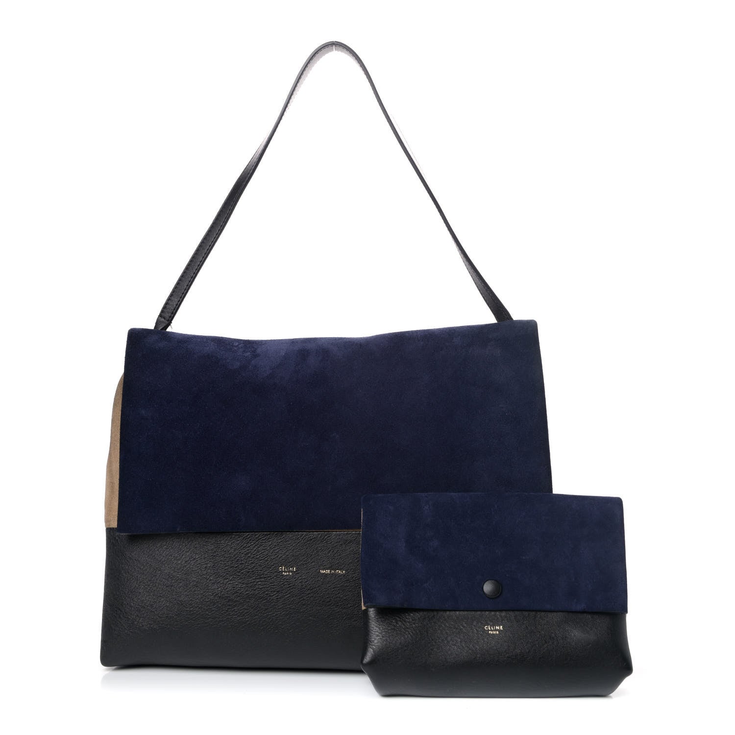 Celine Calfskin Suede All Soft Shoulder Bag Ocean Blue 1 of 5