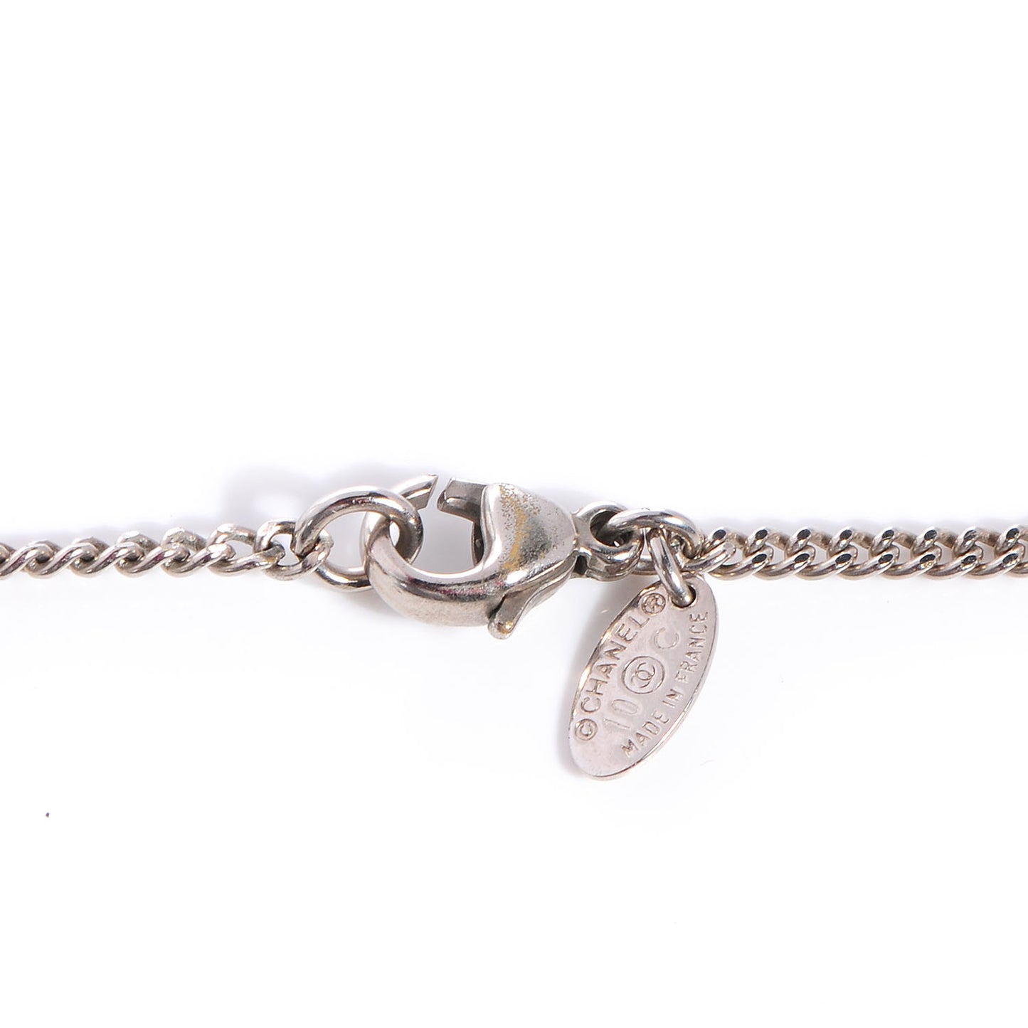 Crystal Mini Heart CC Necklace Silver