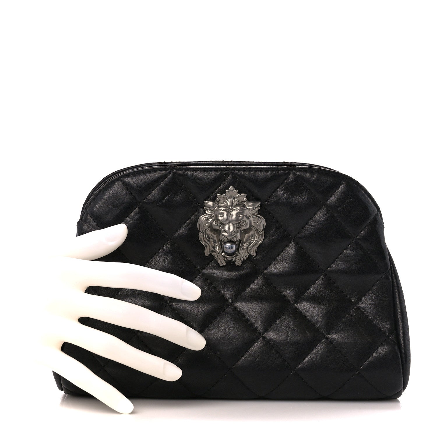 Chanel Lambskin Quilted Leo Lion Clutch Black 2 of 10