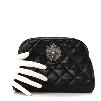 Chanel Lambskin Quilted Leo Lion Clutch Black 2 of 10