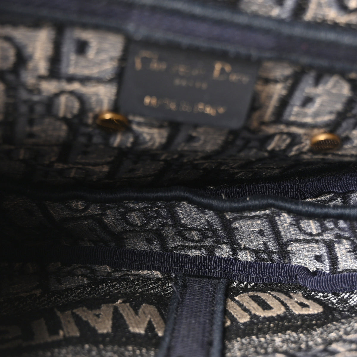 Oblique Embroidered Saddle Bag Blue