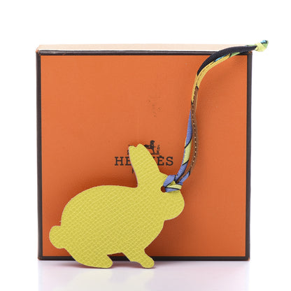 Hermes Epsom Petit H Bunny Bag Charm Lime Rose Shocking 5 of 5