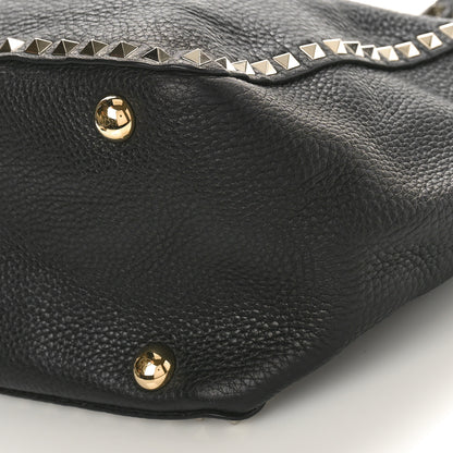 Valentino Garavani Pebbled Calfskin Medium Rockstud Tote Black 8 of 8