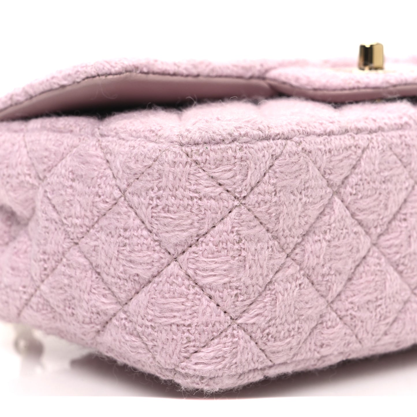 Tweed Quilted Mini Rectangular Flap Light Pink