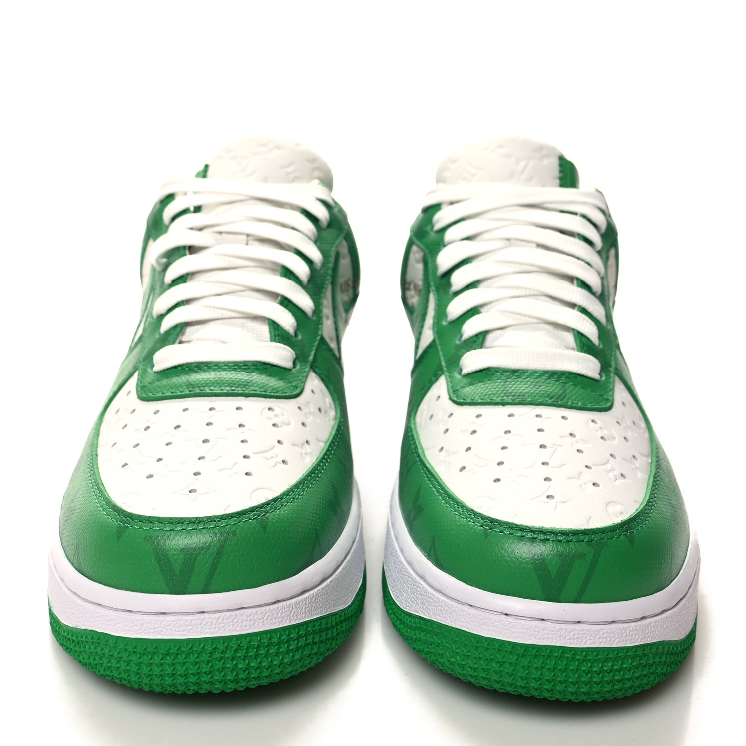 Louis Vuitton X NIKE AIR FORCE 1 Calfskin Monogram Mens Low Top Sneakers 8 Green 2 of 9