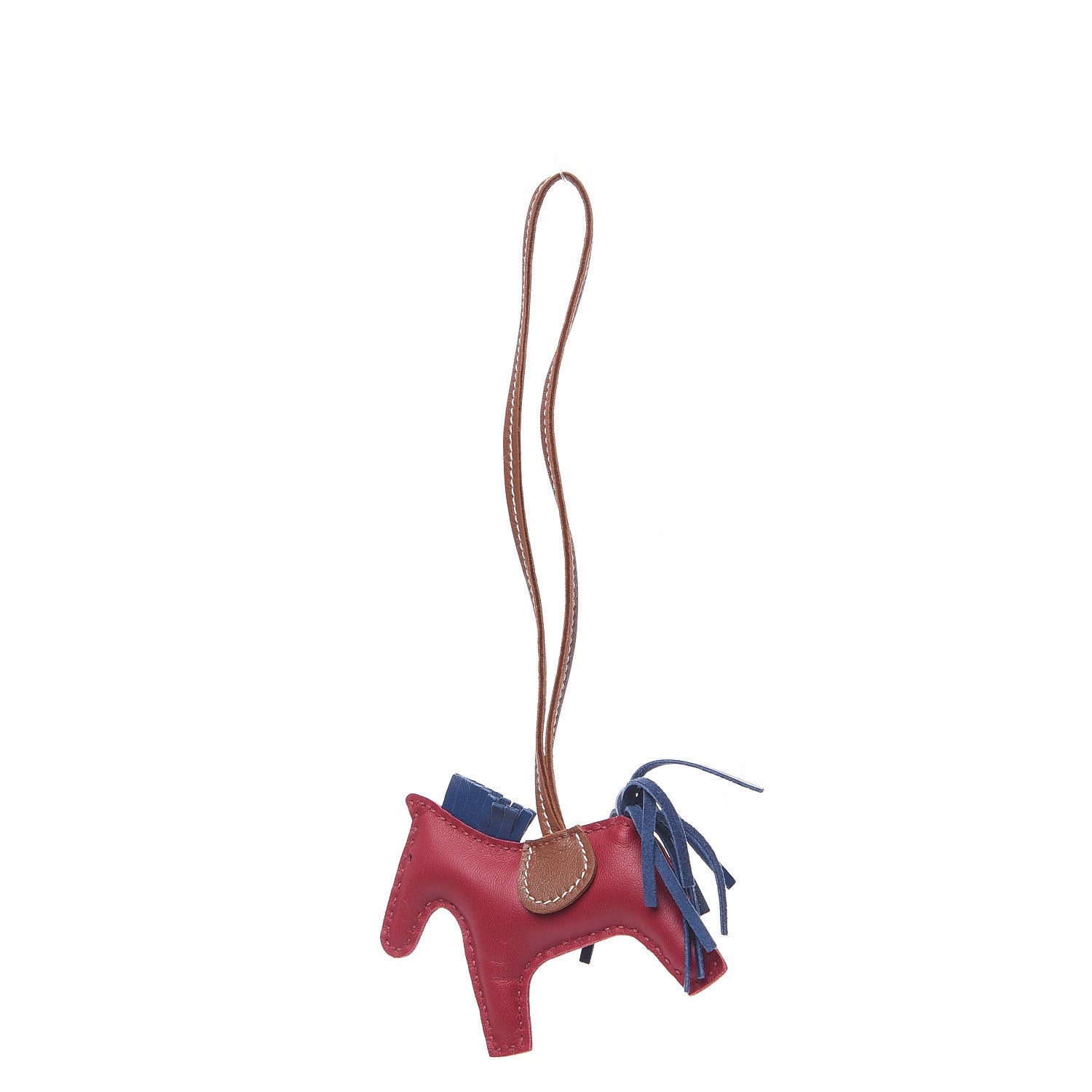 Hermes Milo Lambskin Grigri Rodeo Horse Bag Charm PM Bleu de Malte Rubis Fauve 1 of 4