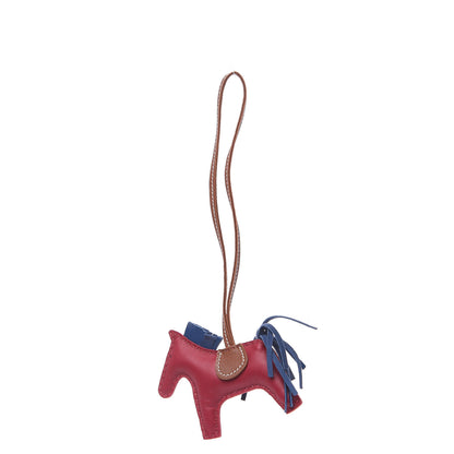 Hermes Milo Lambskin Grigri Rodeo Horse Bag Charm PM Bleu de Malte Rubis Fauve 1 of 4