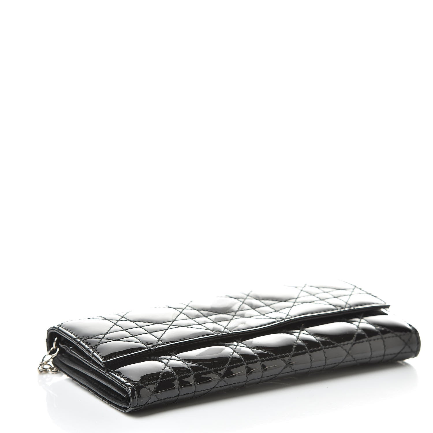Christian Dior Patent Cannage Rendez-vous Chain Wallet Black 4 of 7