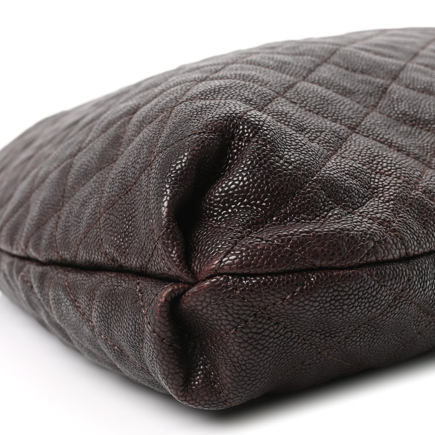 Chanel Distressed Glazed Caviar Quilted Large Elastic Tote Dark Brown 9 of 9