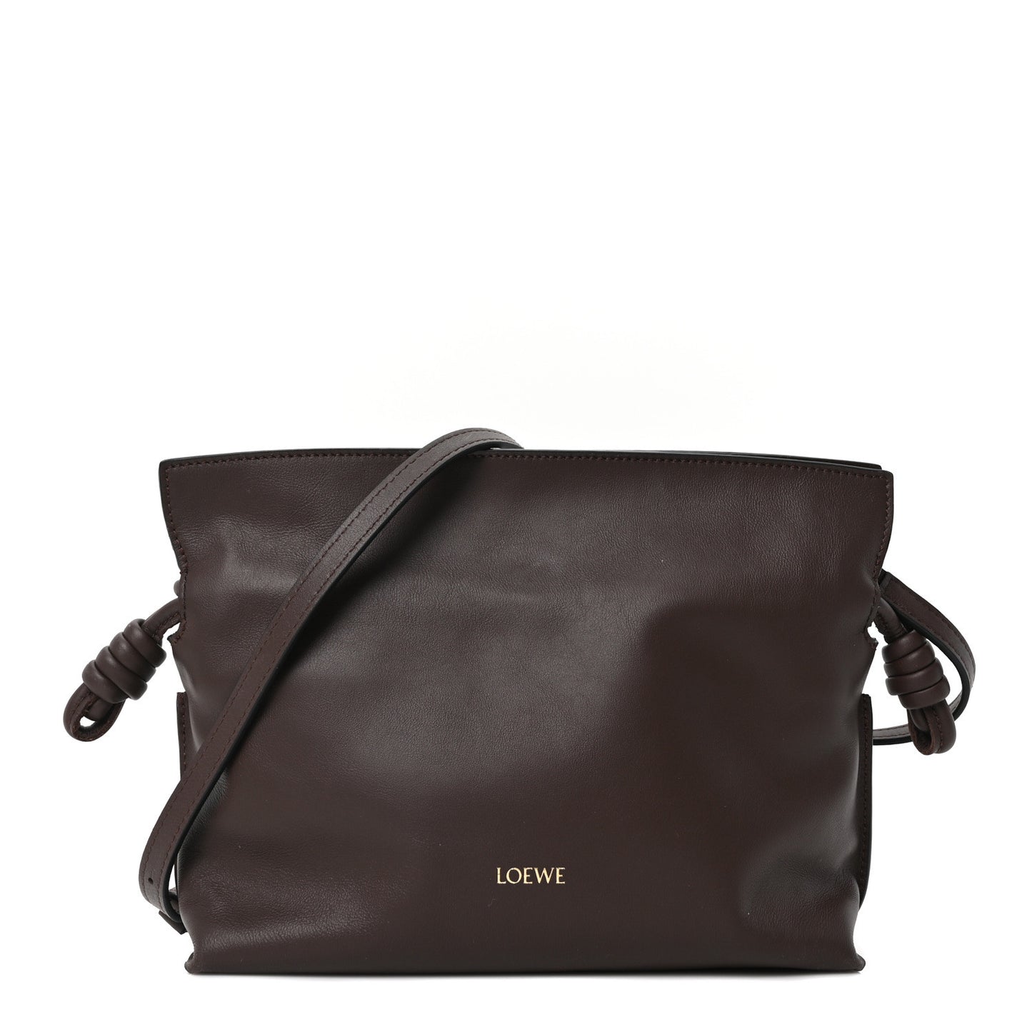 Calfskin Mini Flamenco Knot Clutch Chocolate