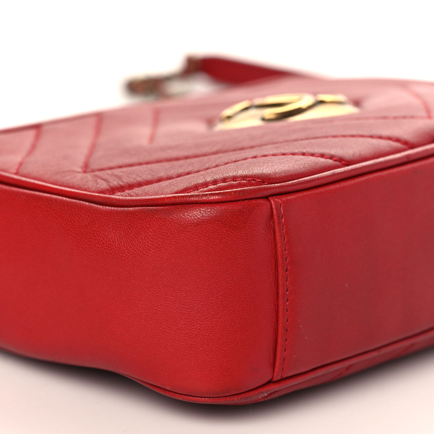 Chanel Lambskin Chevron Quilted Pyramid CC Camera Case Red 7 of 8