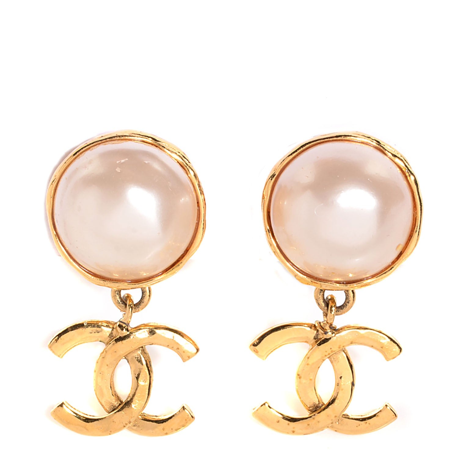 Chanel Pearl CC Drop Clip On Earrings Gold 1 of 4