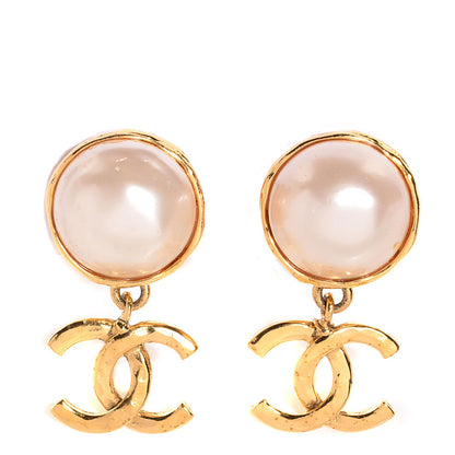 Chanel Pearl CC Drop Clip On Earrings Gold 1 of 4