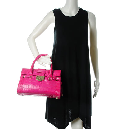 Jimmy Choo Calfskin Crocodile Embossed Medium Rosalie Satchel Fuchsia 2 of 8