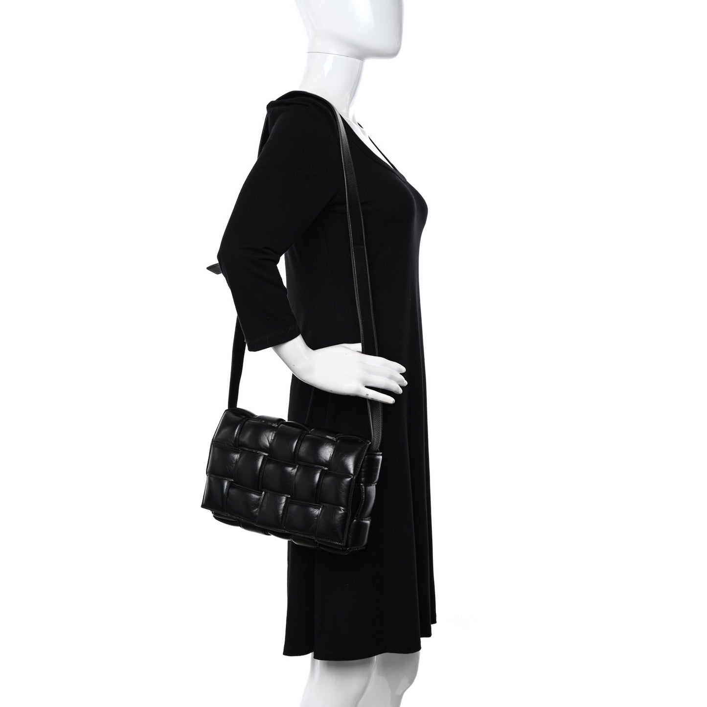 Nappa Maxi Intreccio Padded Cassette Crossbody Bag Black