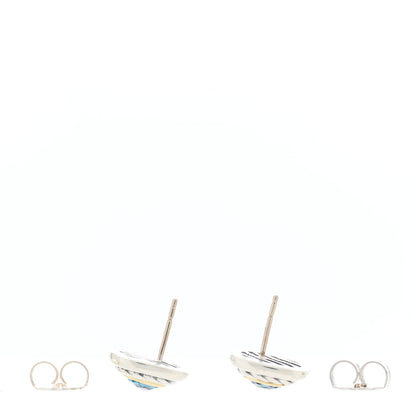 David Yurman Sterling Silver 18K Yellow Gold Blue Topaz 7mm Albion Earrings 4 of 4