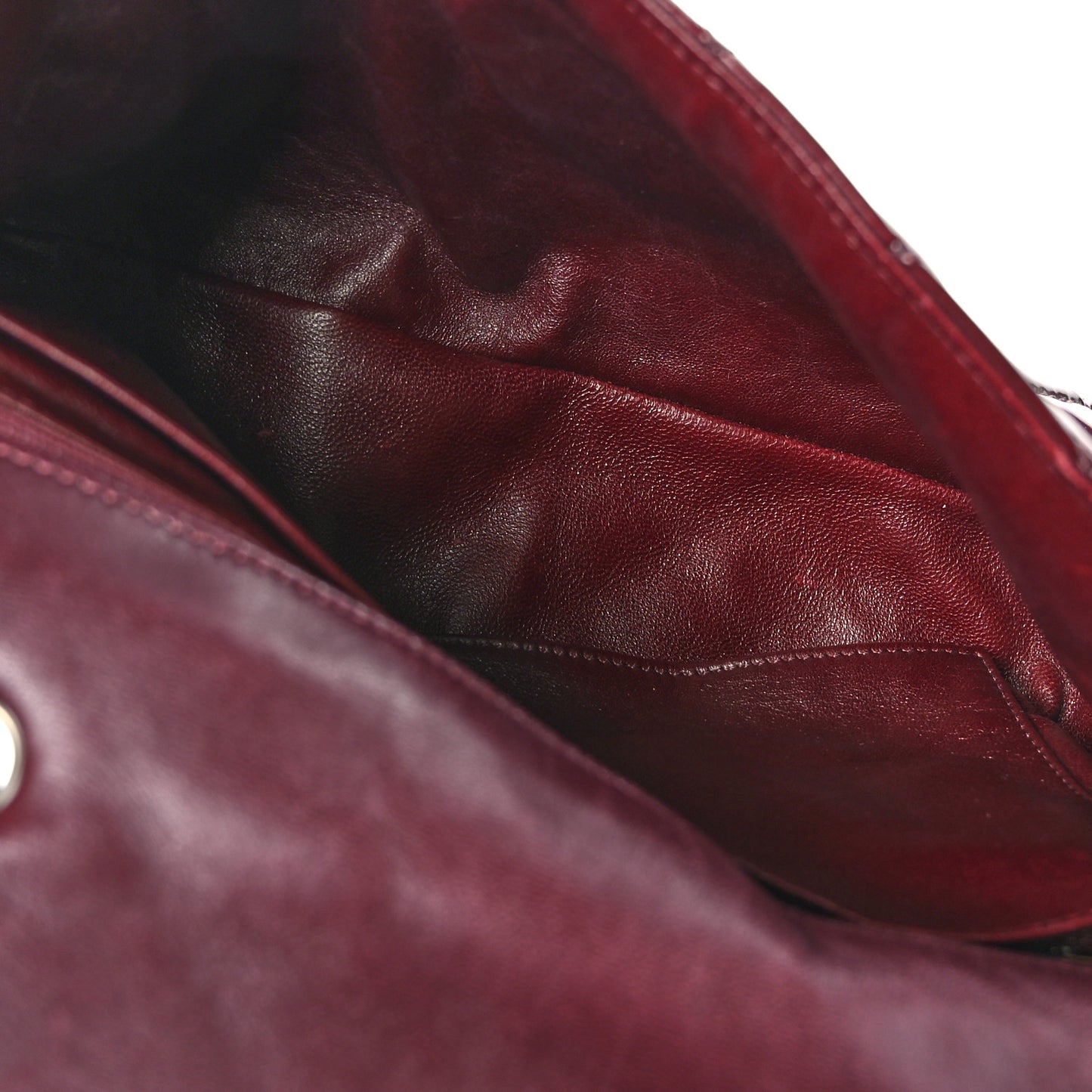 Metallic Patent Quilted Jumbo Single Flap Bordeaux