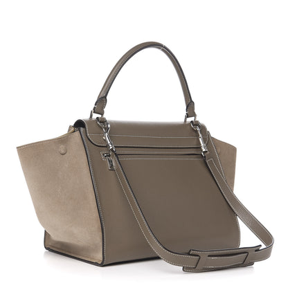 Celine Drummed Calfskin Suede Small Trapeze Souris 2 of 9