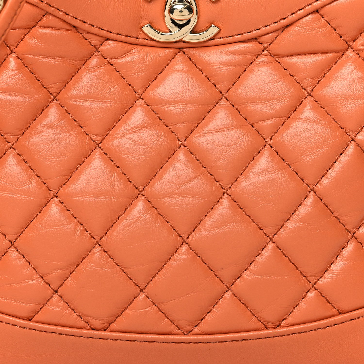 Chanel Shiny Crumpled Calfskin Quilted Mini 31 Shopping Bag Orange 8 of 10