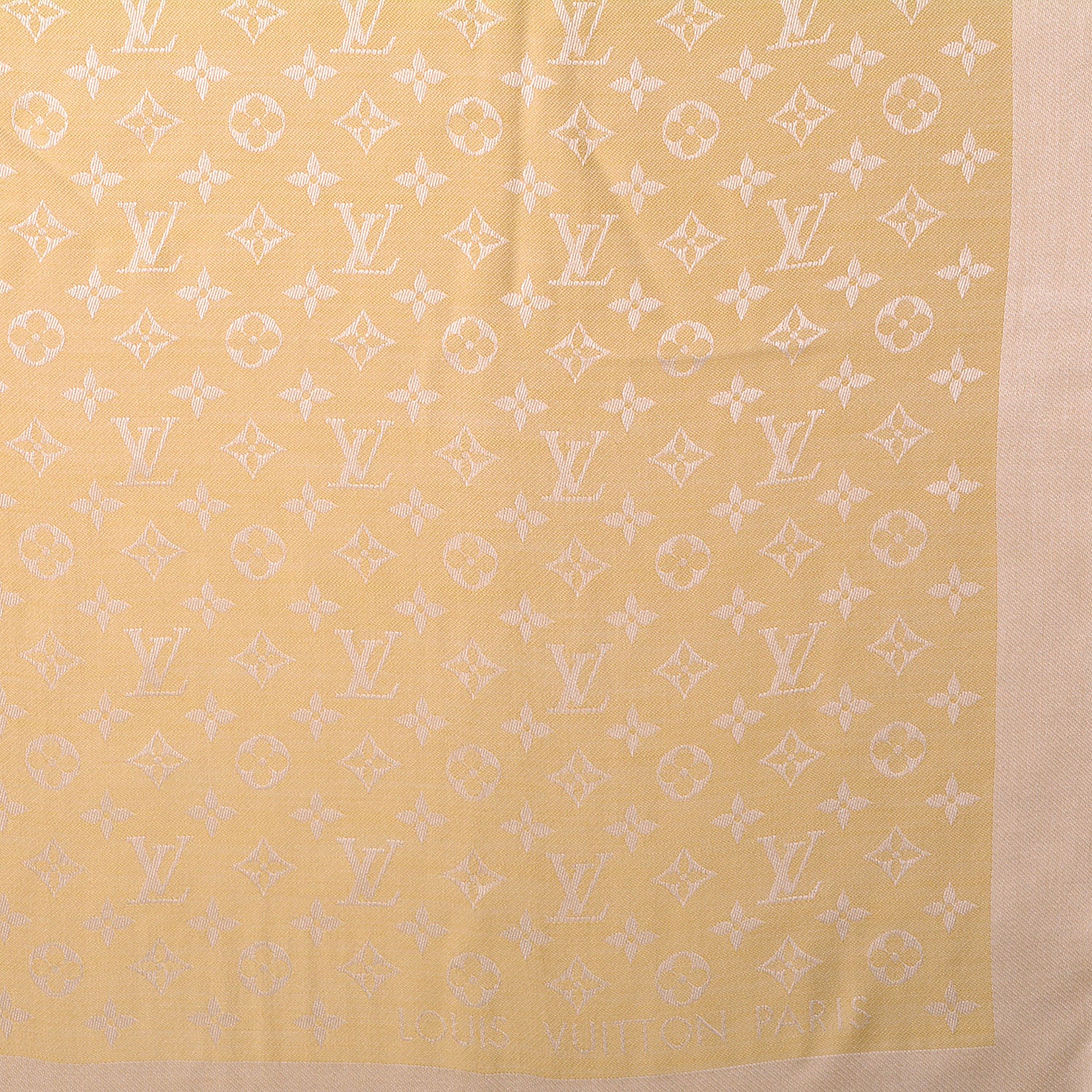Louis Vuitton Wool Silk Monogram Denim Shawl Pale Yellow 4 of 5