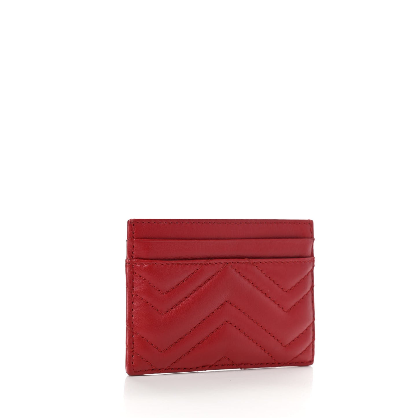 Calfskin Matelasse GG Marmont Card Holder Hibiscus Red