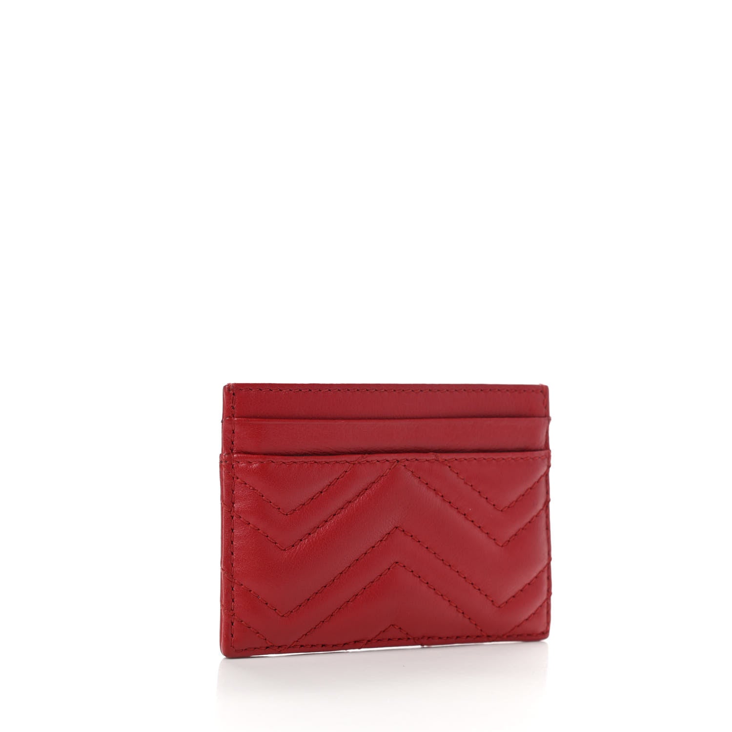 Gucci Calfskin Matelasse GG Marmont Card Holder Hibiscus Red 3 of 6